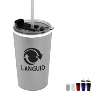 Sentinel Metallic Tumbler w/ Flip Lid and Straw, 14oz. - GY8200