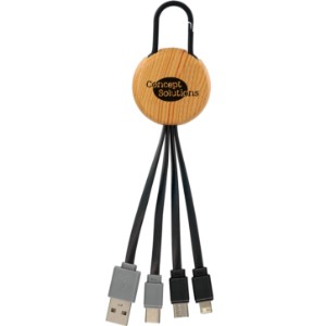 Bamboo Clip Dual Input 3-in-1 Charging Cable - AL1008