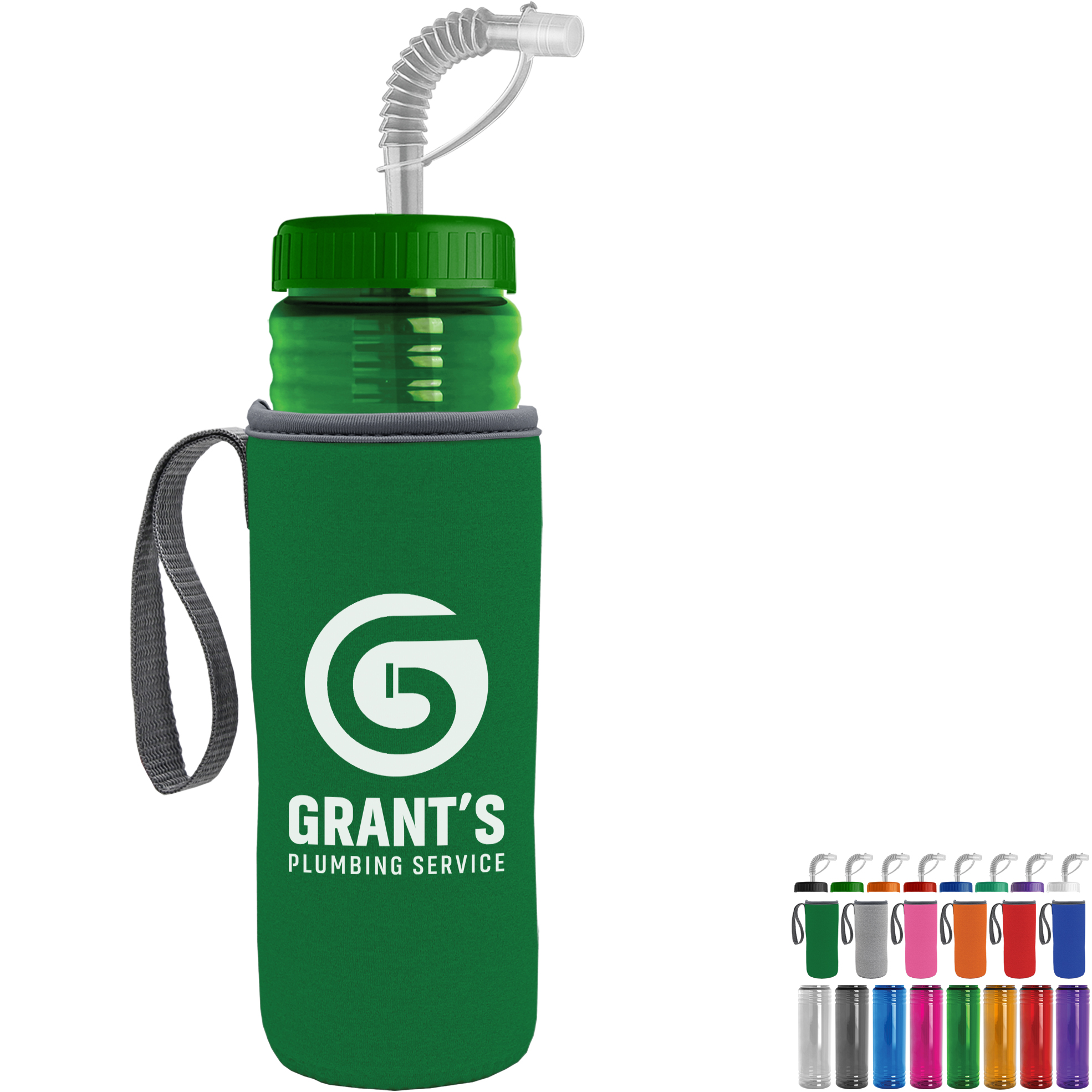 Product Photo 1 Lifeguard PETE Bottle w/ Straw Lid and Caddy, 24oz.