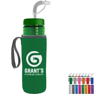 Lifeguard PETE Bottle w/ Straw Lid and Caddy, 24oz. - GY8210