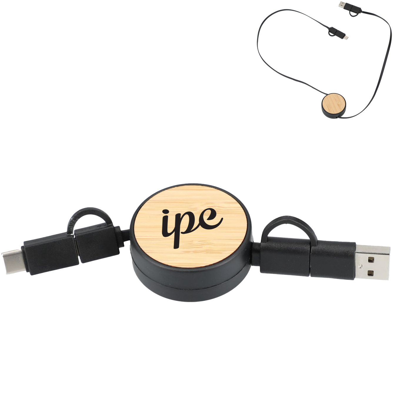 Product Photo 1 FSC® 100% Bamboo Retractable 5-in-1 Charging Cable