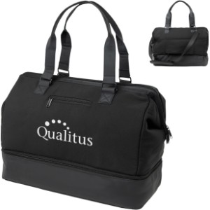 Weekender Polyester Travel Bag w/ Drop Bottom - HT6294