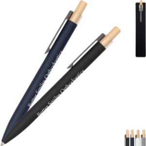 Recycled Aluminum Pen w/ Bamboo Plunger - HT6272