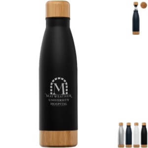 Ibiza Bamboo Double-Wall Stainless Bottle Laser Engraved, 22oz. - GS3544