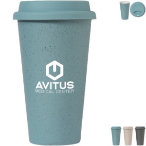 Equator Double Wall Ceramic Tumbler with Silicone Lid, 9oz. - GS3548