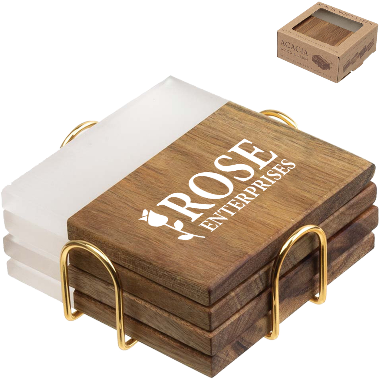 Product Photo 1 Acacia Wood and Resin Coaster Set