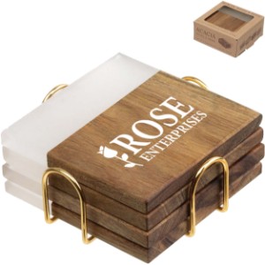 Acacia Wood and Resin Coaster Set - IL3214