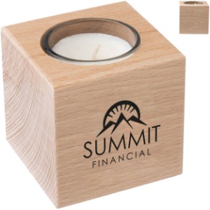 Beechwood Cube Candle Holder - IL3234