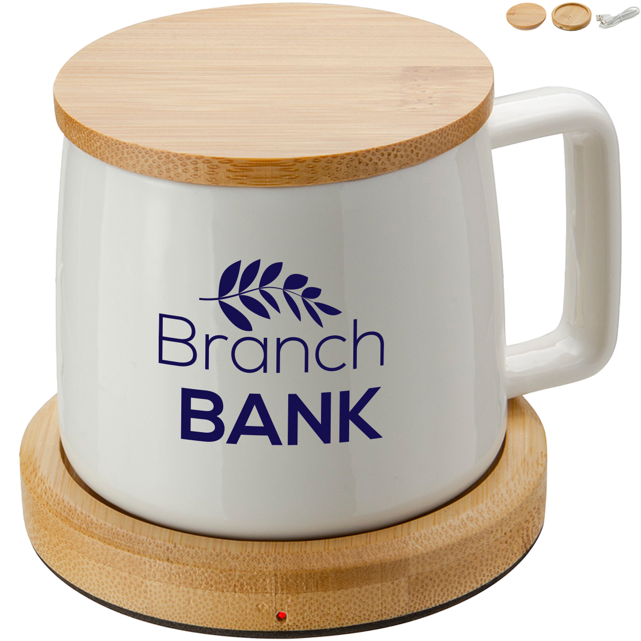 Product Photo 1 Bamboo Mug Warmer w/ Ceramic Mug, 8oz.