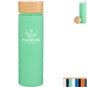 h2go Dawn Single Wall Glass Bottle w/ Silicone Sleeve, 18oz. - TE5093