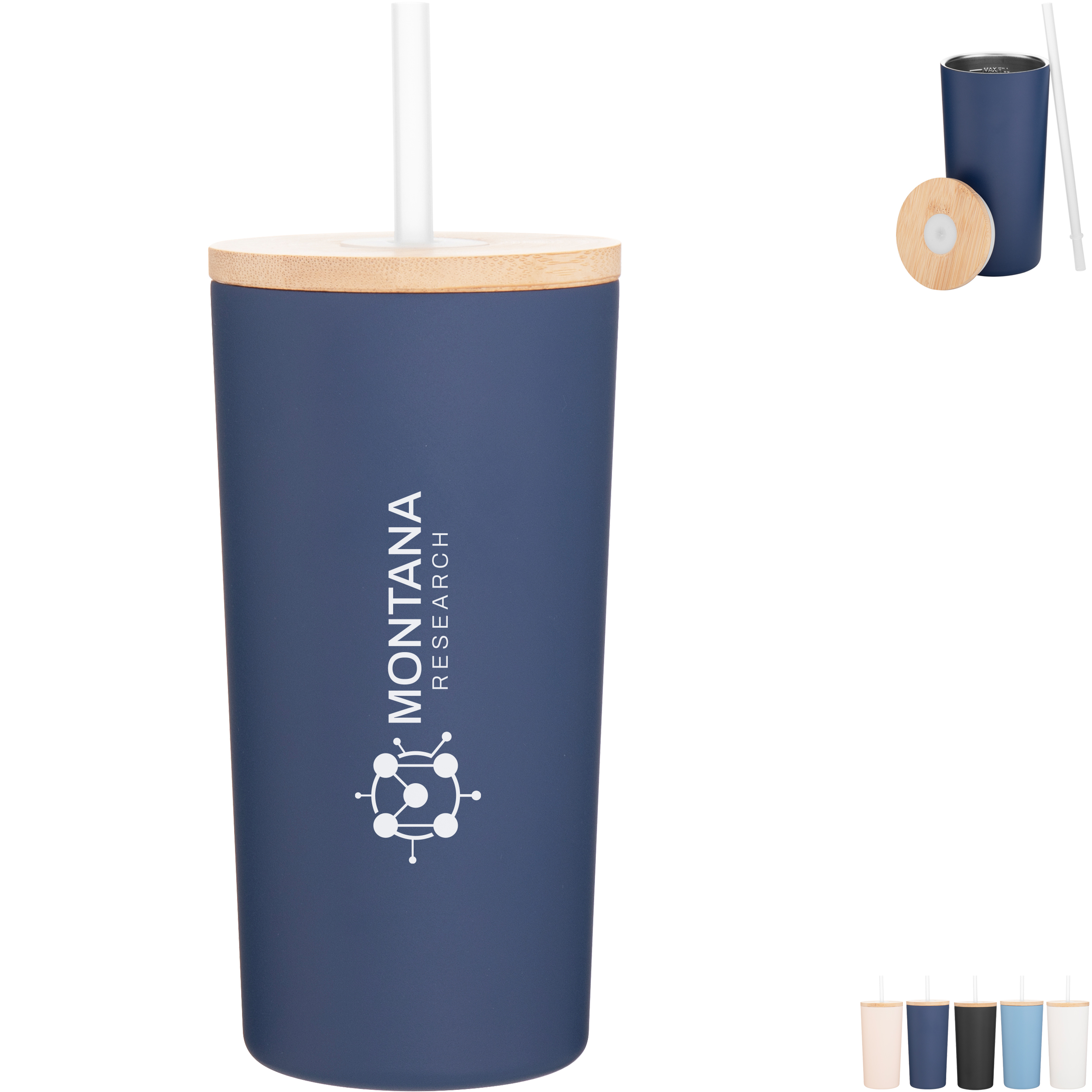 Product Photo 1 Wren Powder Coated Double Wall Stainless Tumbler w/ Straw, 16.9oz.