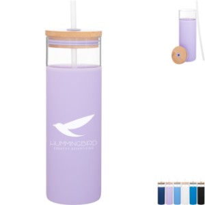 Totem Single Wall Glass Tumbler w/ Straw, 25oz. - TE5109