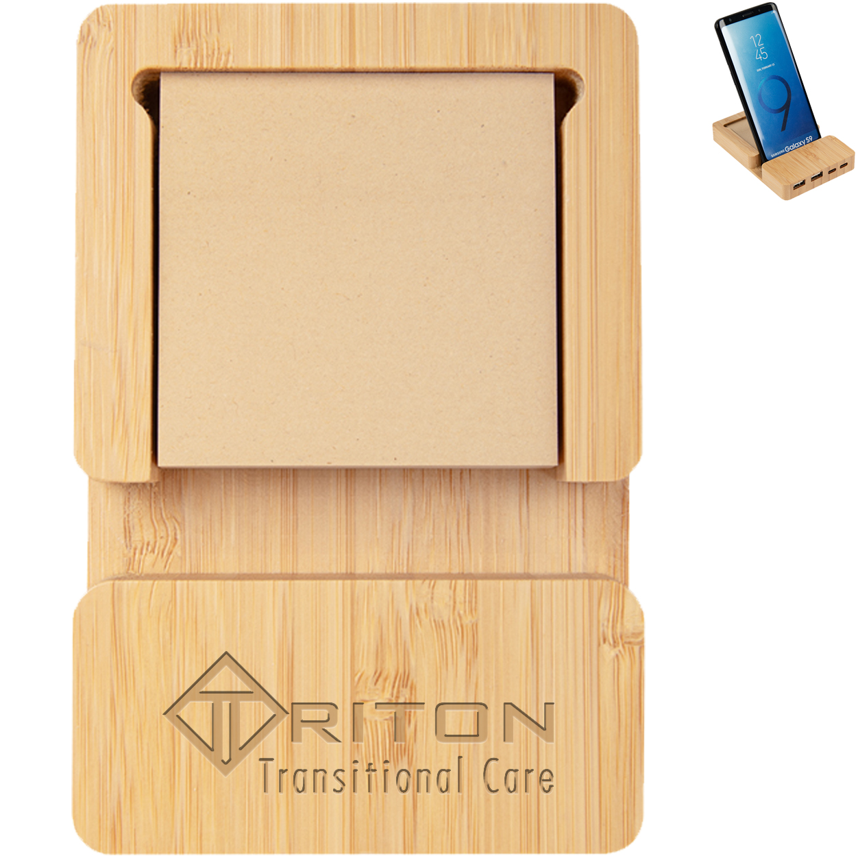 Product Photo 1 Bamboo Multi-Port HUB w/ Phone Holder & Sticky Notes