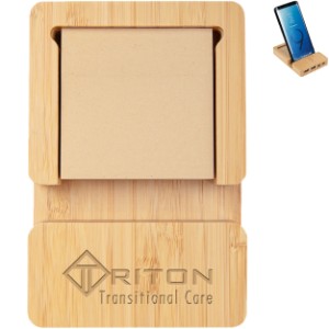 Bamboo Multi-Port HUB w/ Phone Holder & Sticky Notes - HT6309