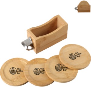 Bamboo Coaster Set w/ Bottle Opener - EV1082