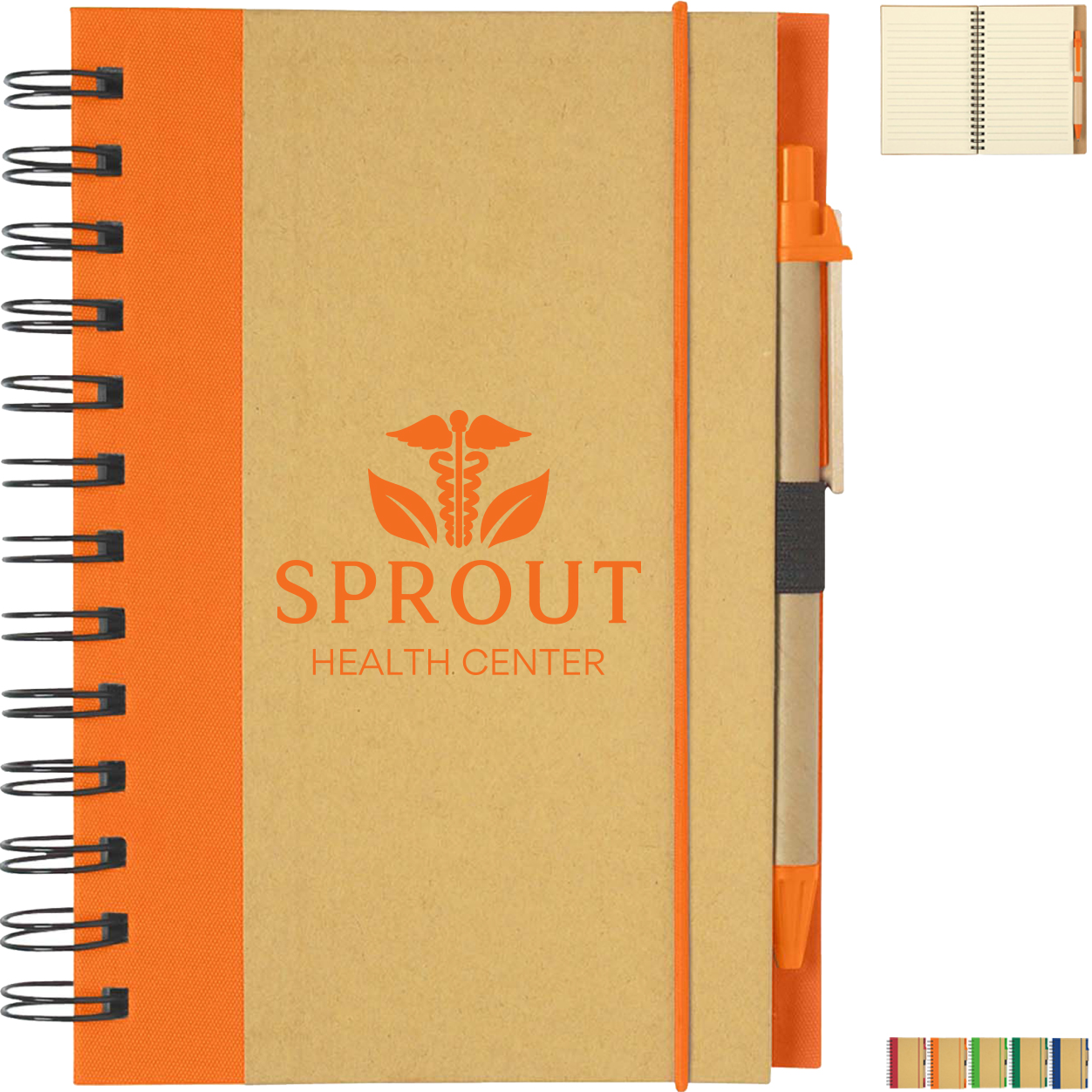 Product Photo 1 Eco-Inspired Hard Cover Notebook w/ Pen, 5" x 7"