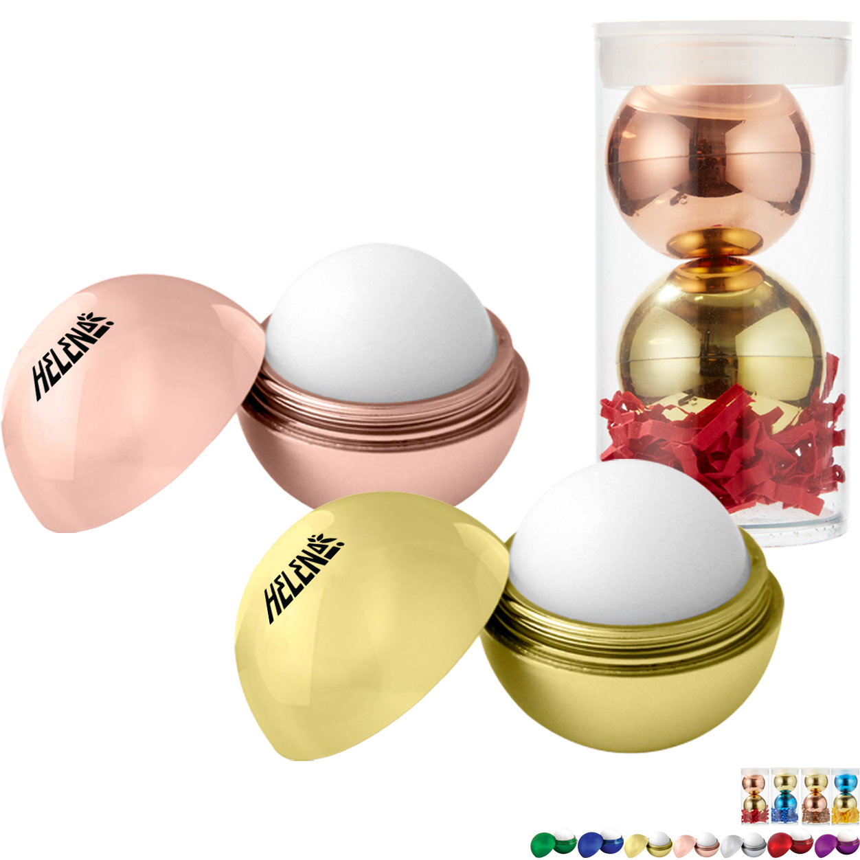 Product Photo 1 Metallic Finish Round 2-Piece Lip Balm Set in Tube