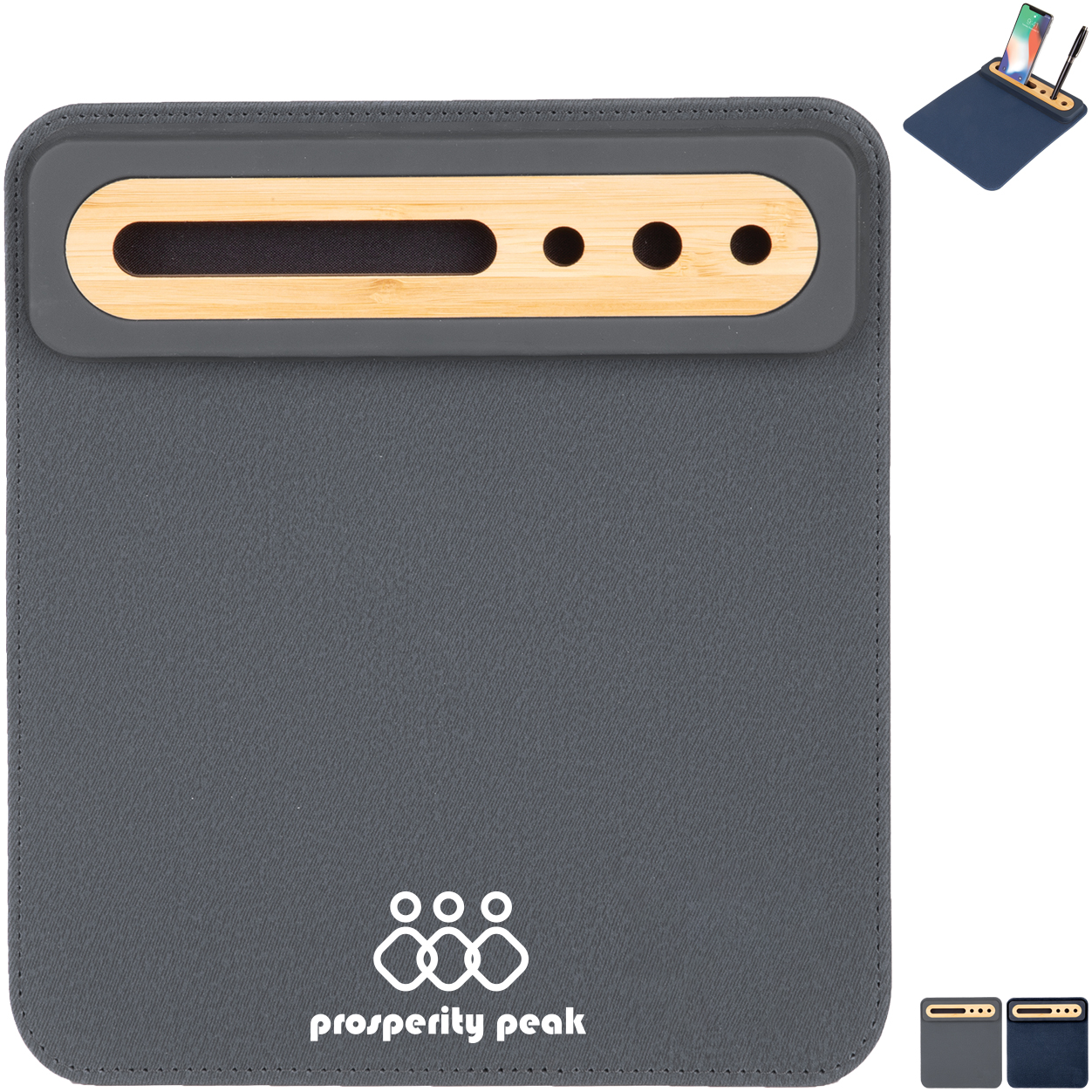 Product Photo 1 PU Mousepad w/ Bamboo Phone & Pen Holder