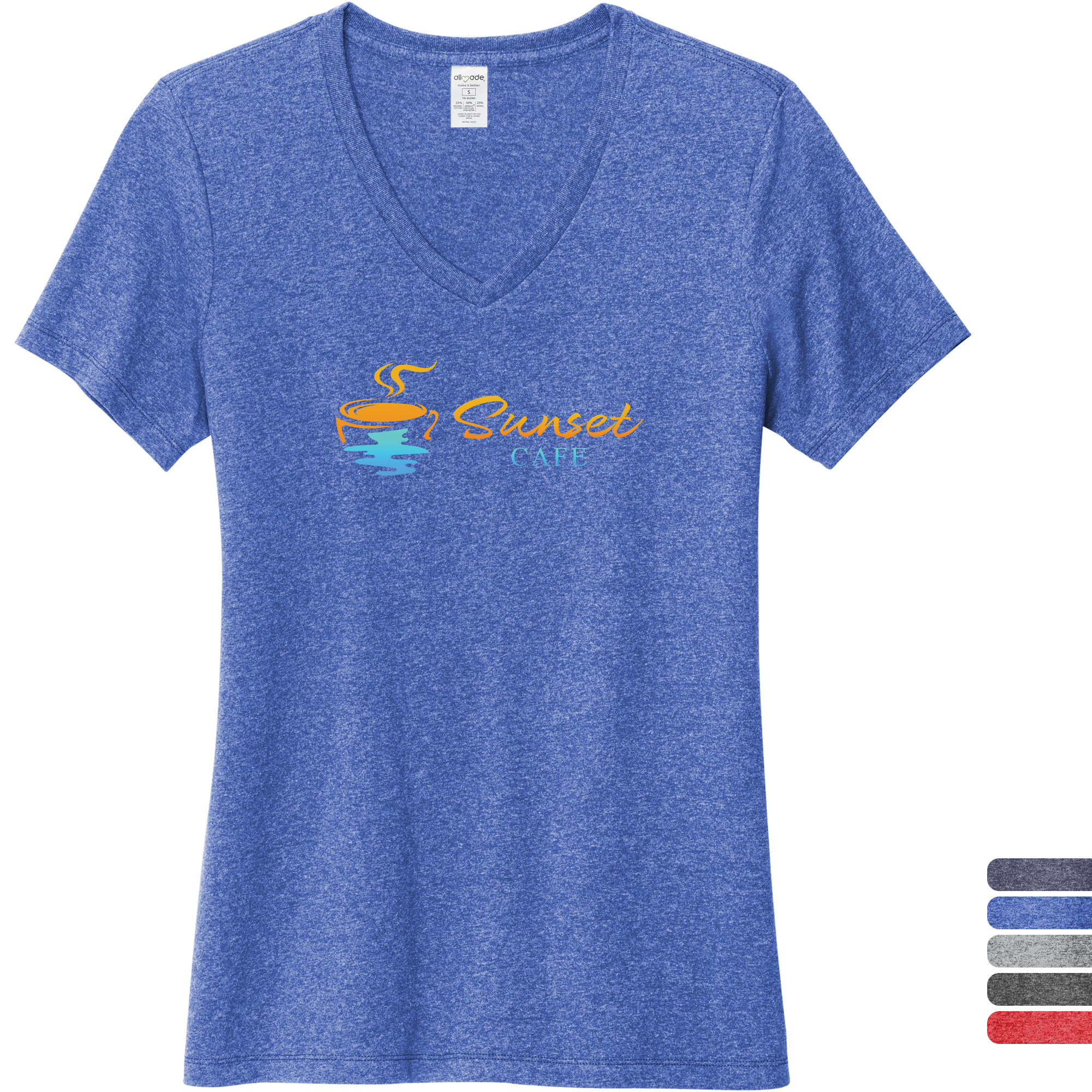 Product Photo 1 Allmade® Recycled Blend Full Color V-Neck Ladies' Tee