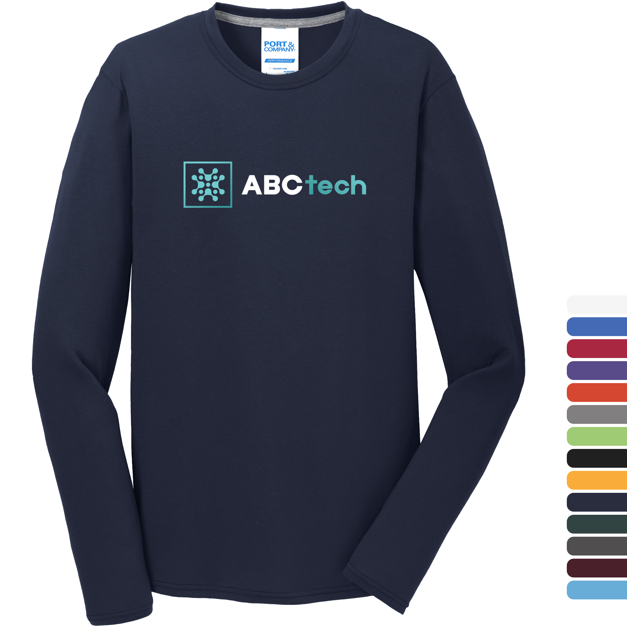 Product Photo 1 Port & Company® Essential Blended Full Color Men's Long Sleeve Performance Tee