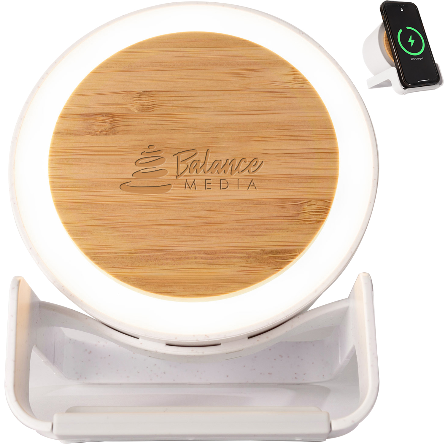 Product Photo 1 Bamboo & WheatStraw Eco Spotlight Bluetooth Speaker and Qi Phone Stand
