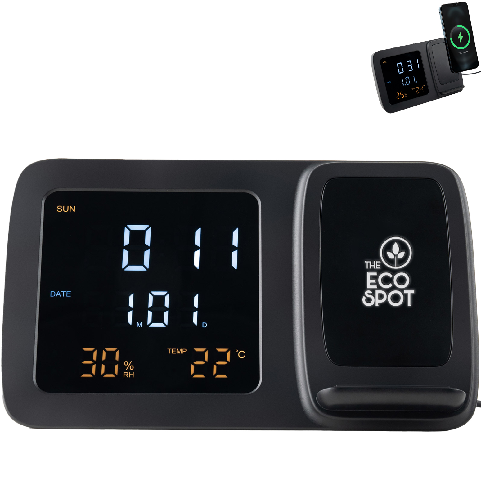 Product Photo 1 Obelisk Wireless Charging Phone Stand with Digital Alarm Clock