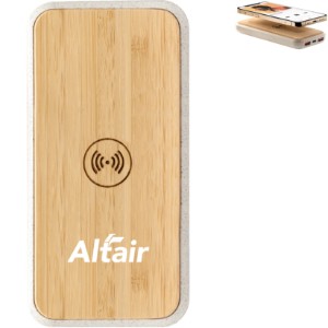 Wireless Quick Charging Bamboo Power Bank, 10000mAh - TX6217
