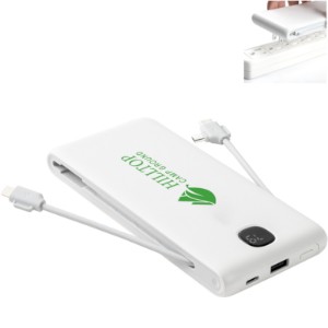 Power Bank with Built-in Cables and Retractable AC Wall Plug, 10000mAh - TX6225