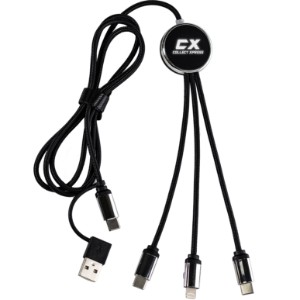 Illum 3-in-1 Light-Up Charging Cable with Dual Type C & Lightning Connector - TX6226