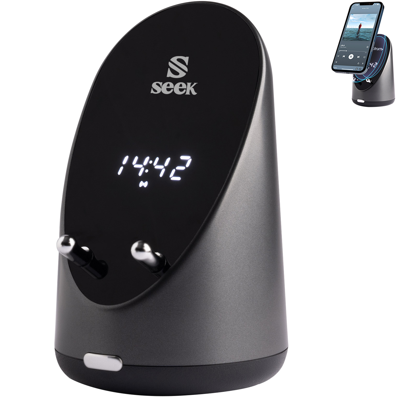 Product Photo 1 Impluse Amplifying Bluetooth Speaker with Wireless Charger and Digital Alarm Clock