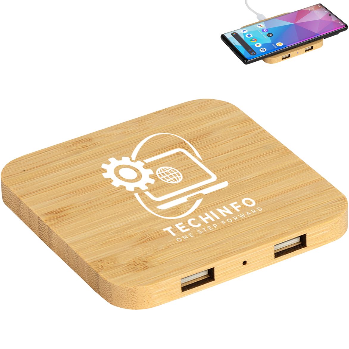 Panda FSC Bamboo 5W Wireless Charger w/ Dual USB Ports | Promotions Now