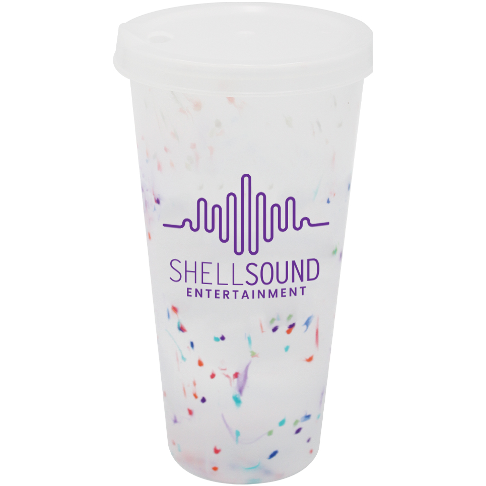 Product Photo 1 Rainbow Confetti Mood Color Changing Cup w/ Lid, 26oz.