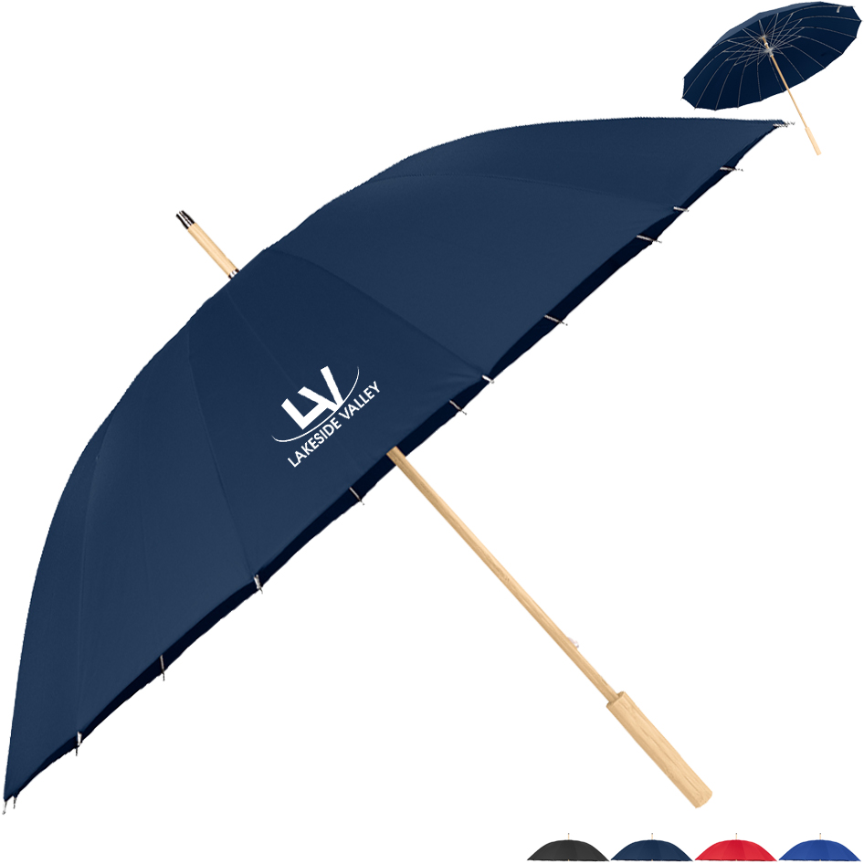 Product Photo 1 rPET Canopy Umbrella w/ Bamboo Handle, 46" Arc