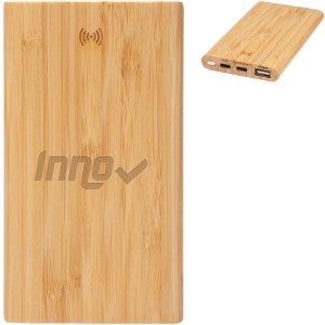 Bamboo Power Bank & 10W Wireless Charger, 5000mAh - HT6397