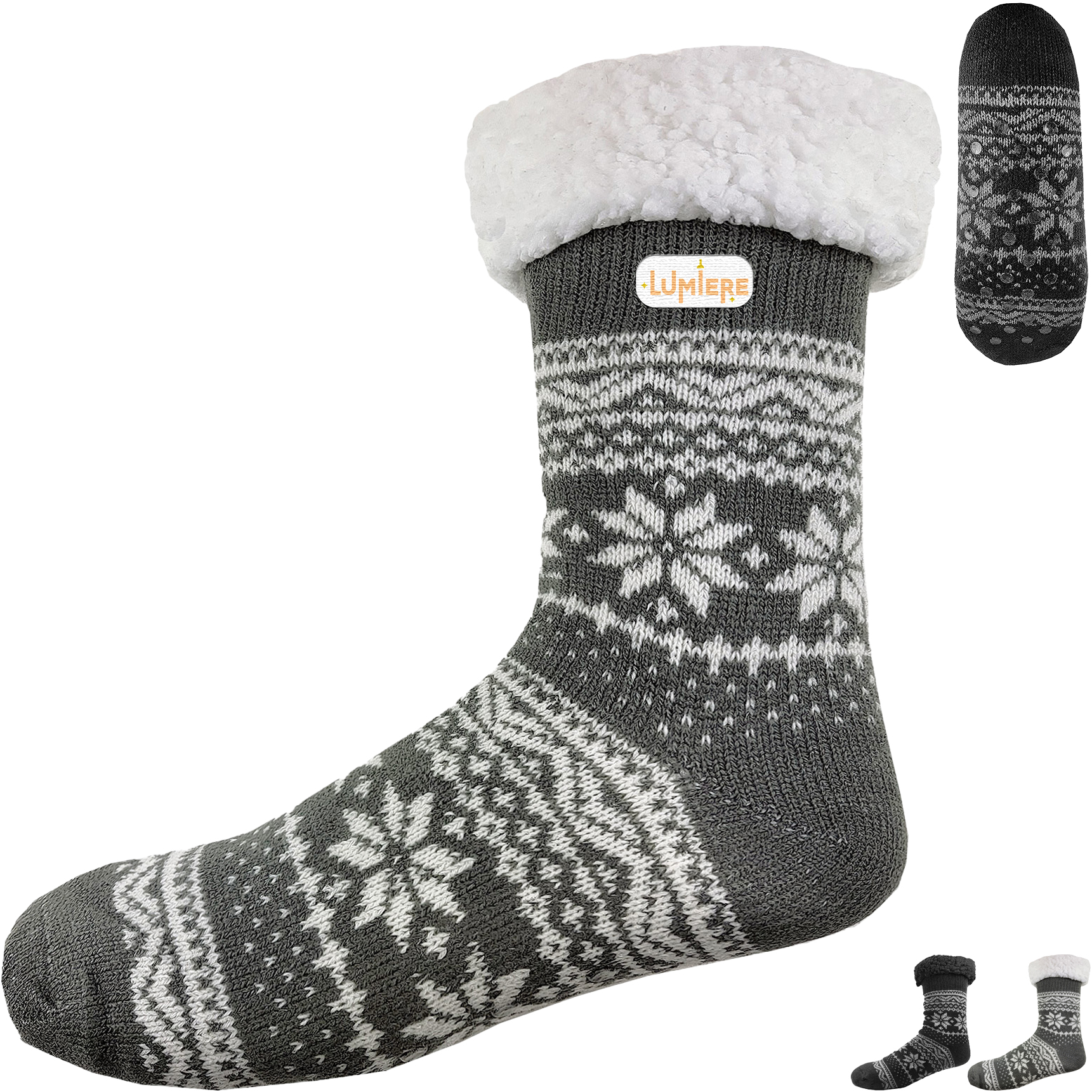 Product Photo 1 Sherpa Lined Snowflake Design Knit Socks