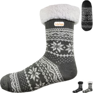 Sherpa Lined Snowflake Design Knit Socks - SE1109