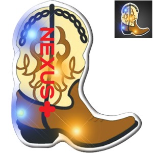Brown Cowboy Boot Flashing LED Lapel Pin - AH1805