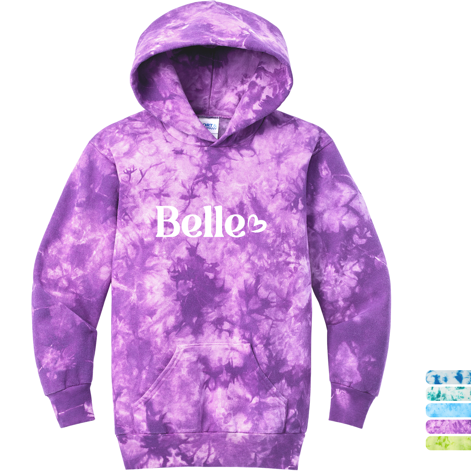 Product Photo 1 Port & Company® Cotton/Poly Crystal Tie-Dye Pullover Youth Hoodie