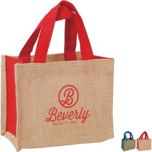Mini Natural Two Tone Jute Gift Tote - ZR1470