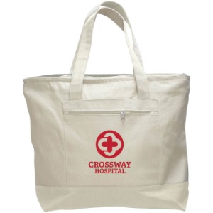Zipper Natural Cotton Tote Bag - SB2635