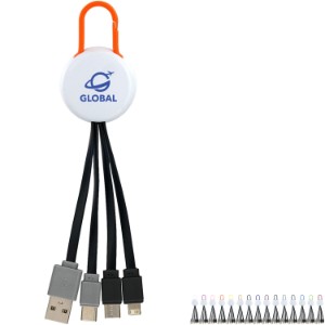White Colorful Clip Dual Input 3 in 1 Charging Cable - AL8412