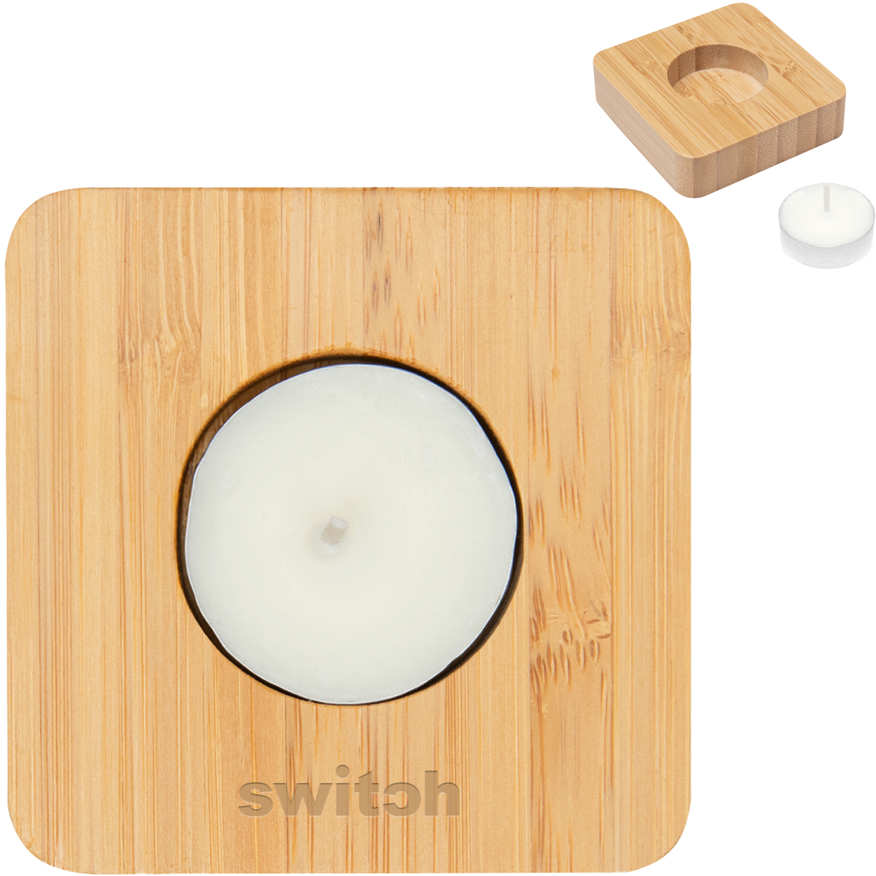 Product Photo 1 Bamboo Tea Light Candle Holder w/ Candle