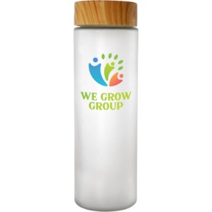 Full Color Bamboo Pattern Frosted Glass Bottle, 22oz. - AL8418
