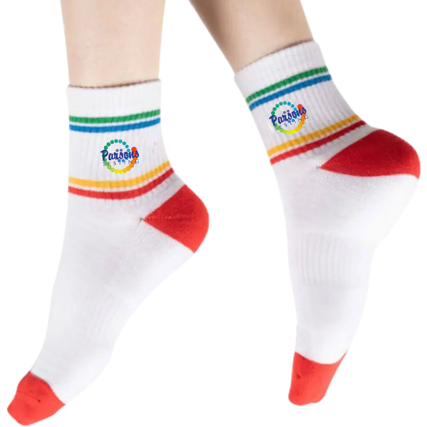Product Photo 1 Custom Knit Cotton Blend Athletic Quarter Crew Socks