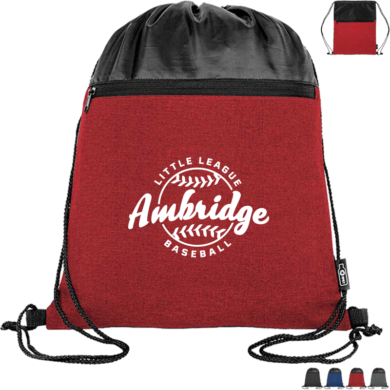 Product Photo 1 rPET 210D Heather Drawstring Bag with Front Zipper Pocket
