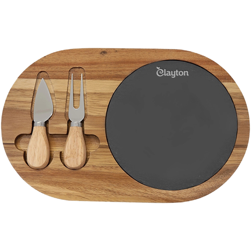 Product Photo 1 Flair Rounded Acacia Wood & Slate Cheese Tool Set