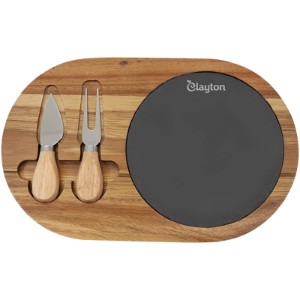 Flair Rounded Acacia Wood & Slate Cheese Tool Set - ZP1205