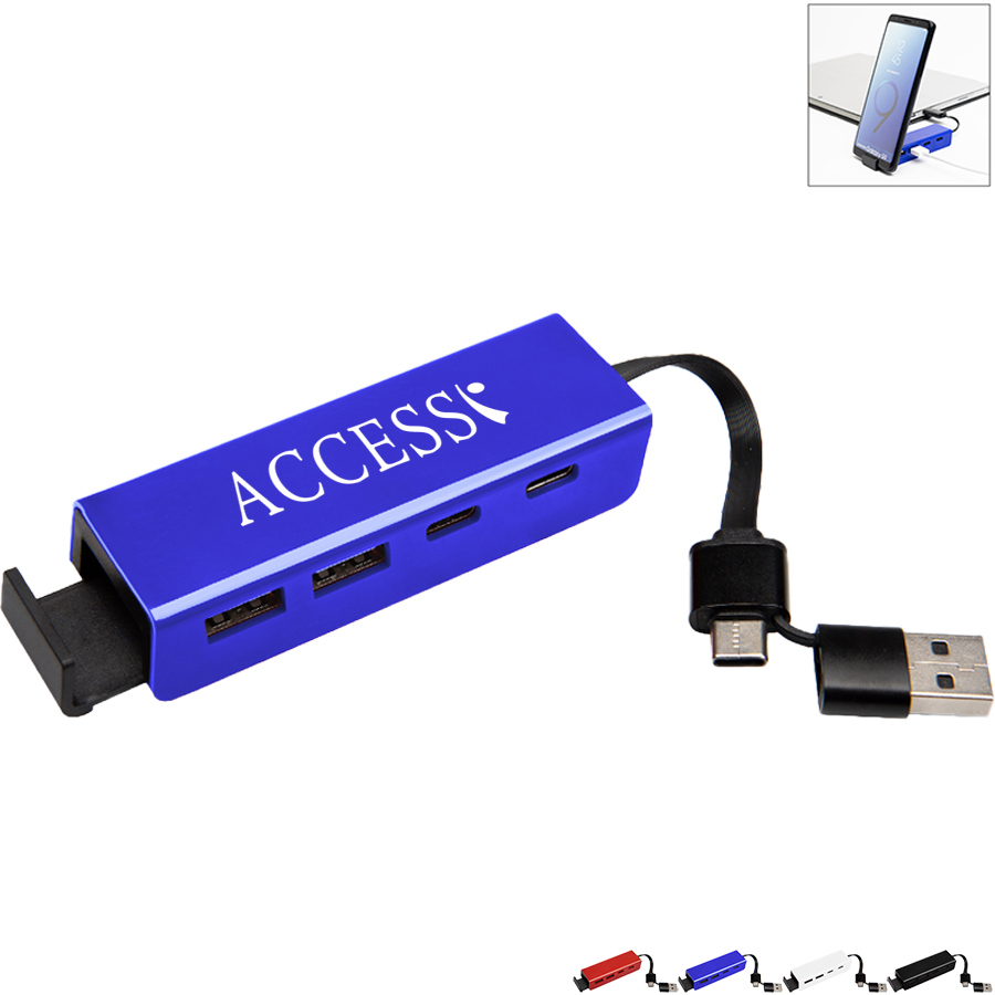 Product Photo 1 Recycled ABS Type-C & USB Hub w/ Phone Stand