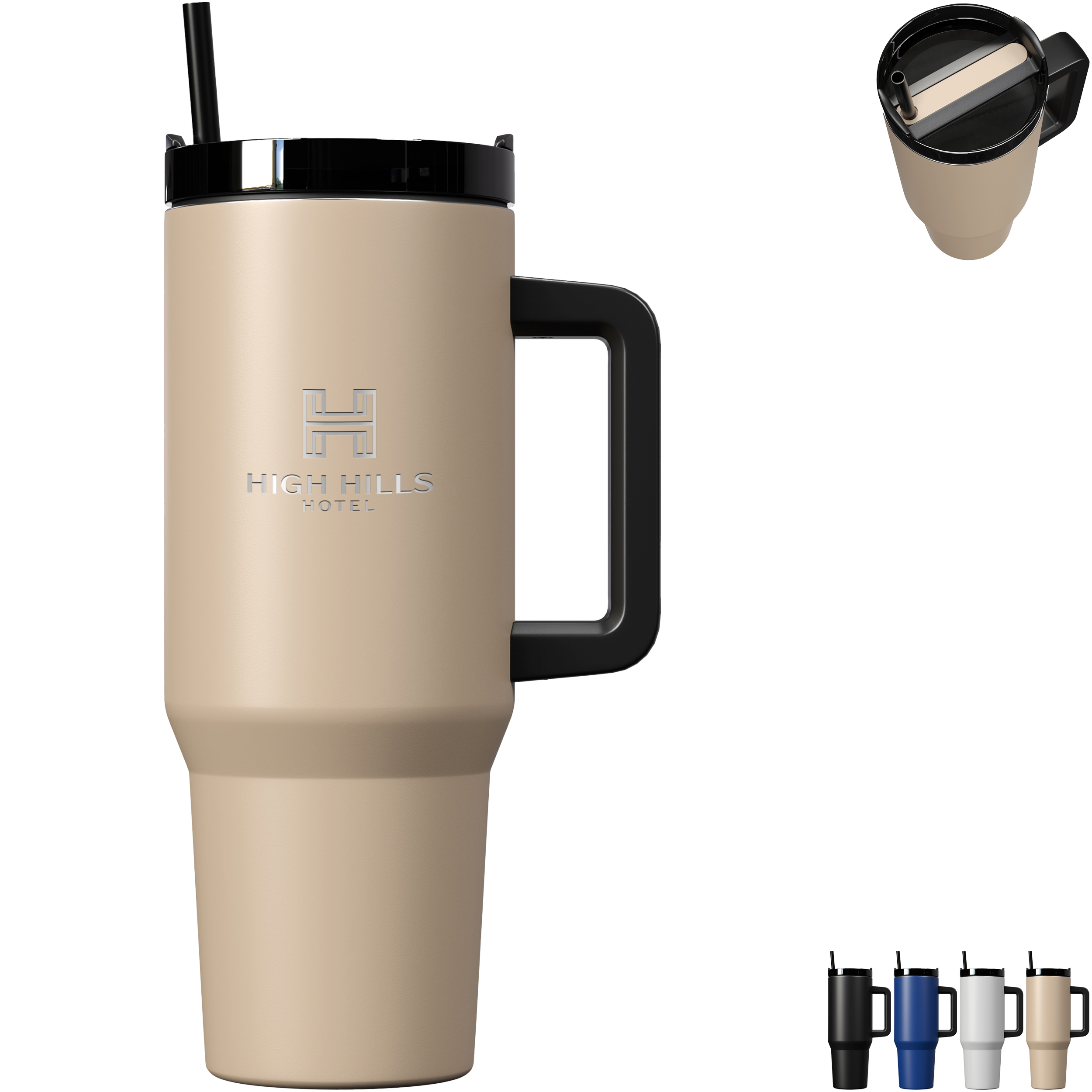 Product Photo 1 Happy Camper Stainless Steel Mug w/ Straw, 40oz.