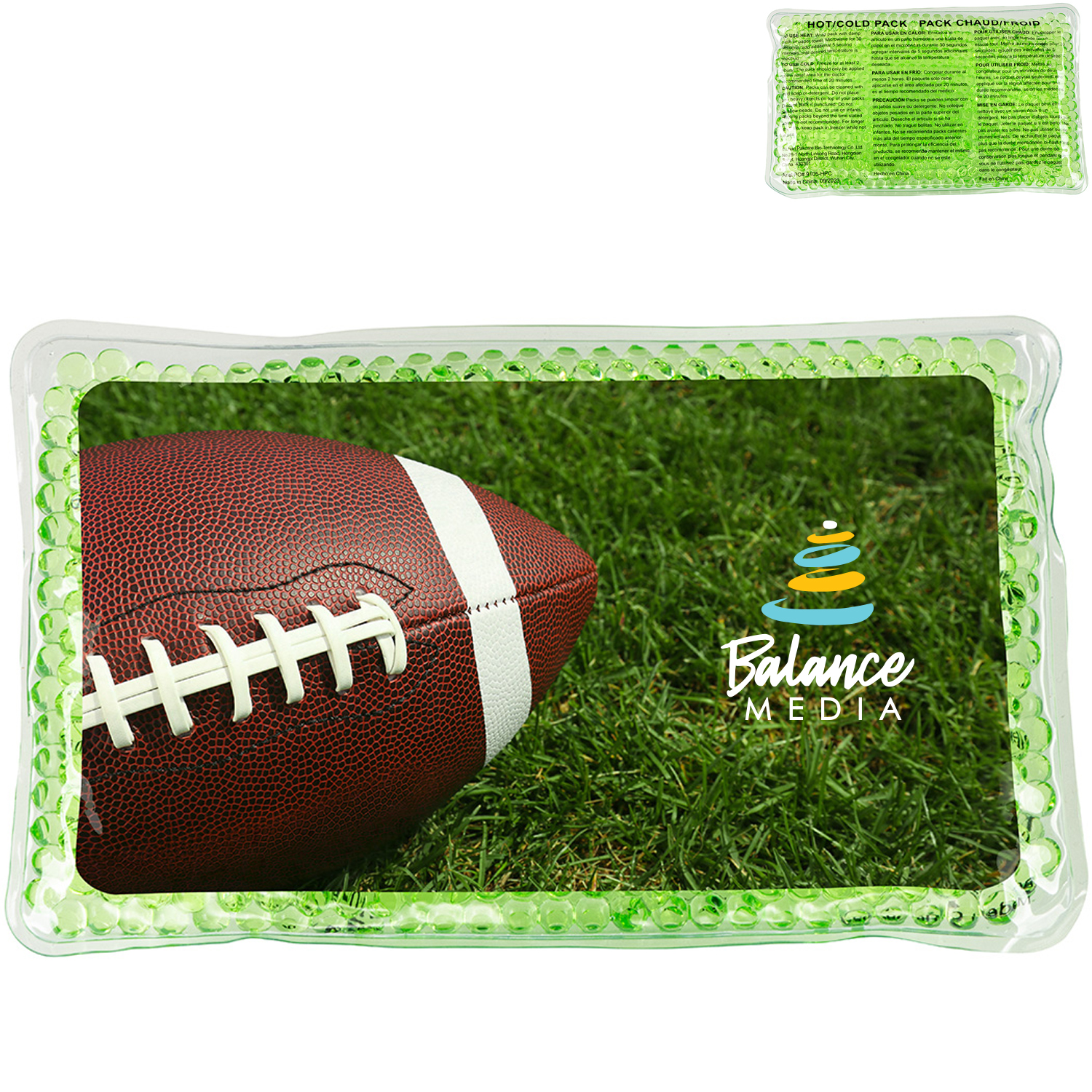 Product Photo 1 Football Rectangle Large Aqua Pearls™ Hot & Cold Pack